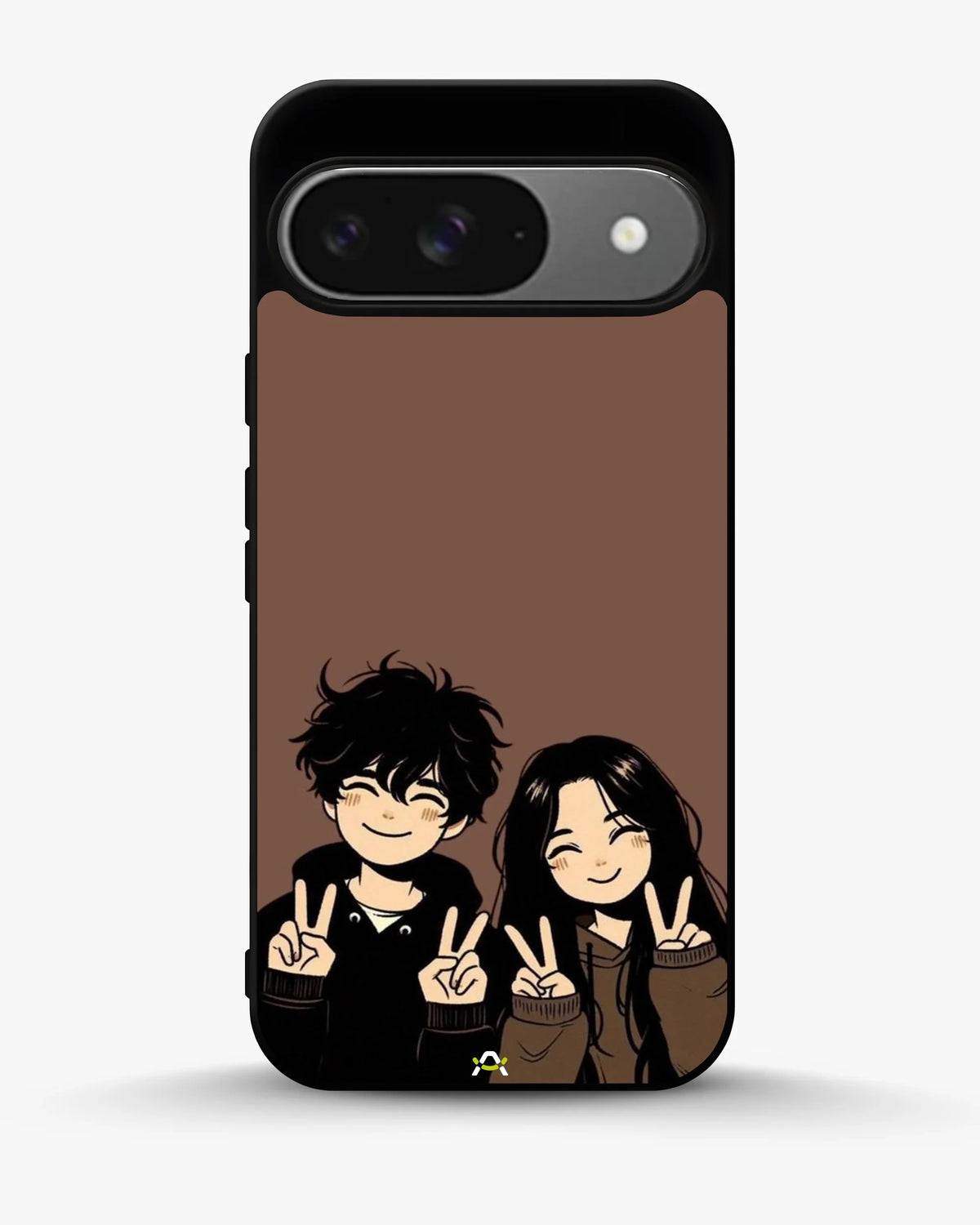 Couple Peace Sign Phone Case - Warm Brown Art Print for iPhone, Samsung, Pixel, OnePlus & Vivo