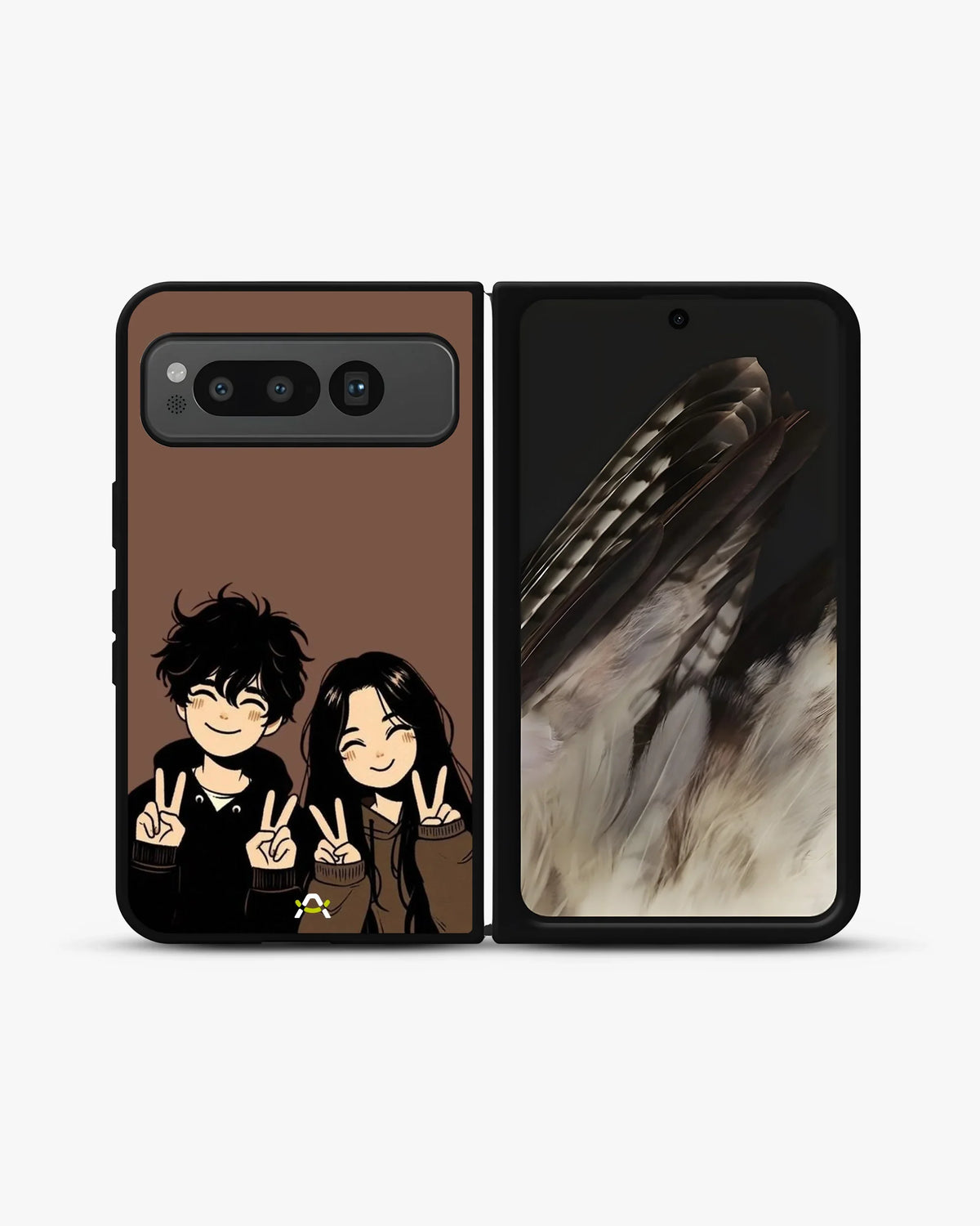 Couple Peace Sign Phone Case - Warm Brown Art Print for iPhone, Samsung, Pixel, OnePlus & Vivo