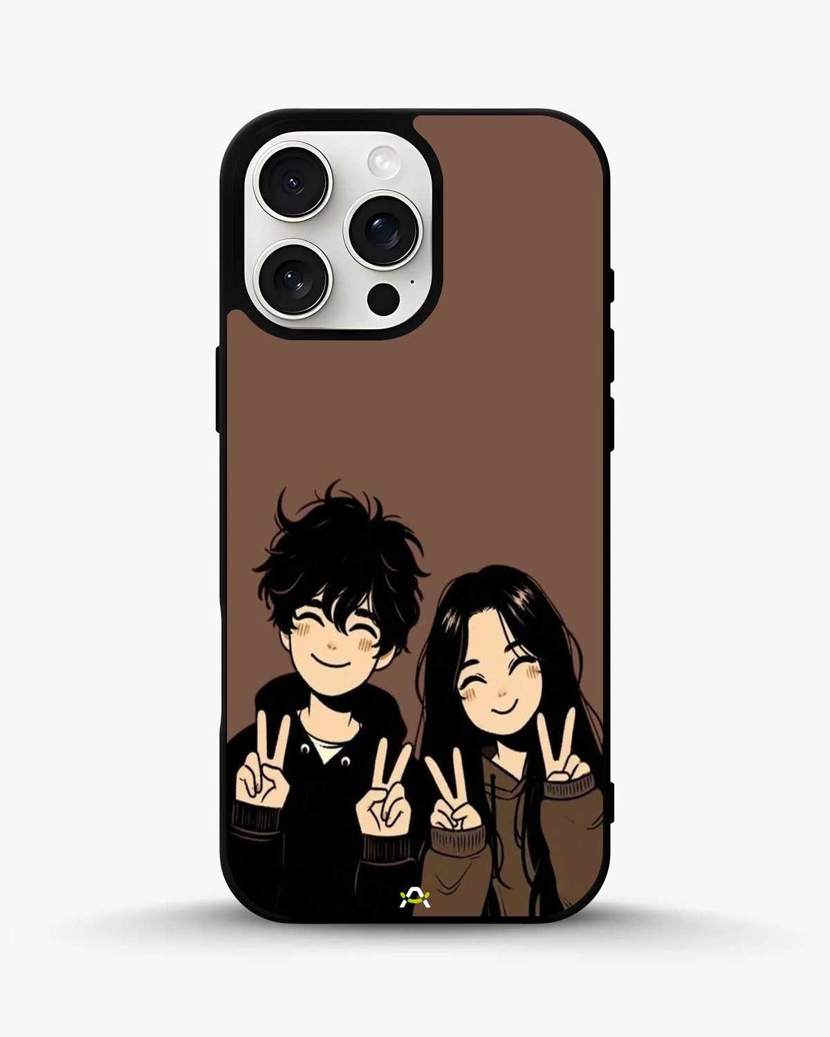 Couple Peace Sign Phone Case - Warm Brown Art Print for iPhone, Samsung, Pixel, OnePlus & Vivo