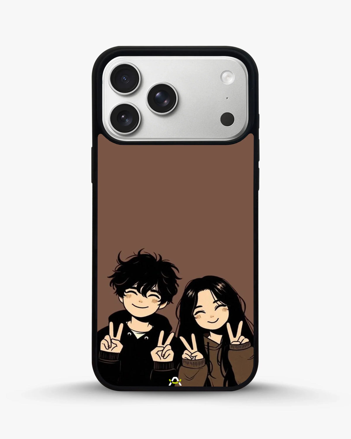Couple Peace Sign Phone Case - Warm Brown Art Print for iPhone, Samsung, Pixel, OnePlus & Vivo
