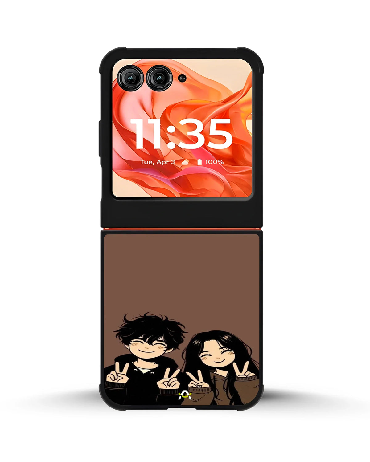 Couple Peace Sign Phone Case - Warm Brown Art Print for iPhone, Samsung, Pixel, OnePlus & Vivo
