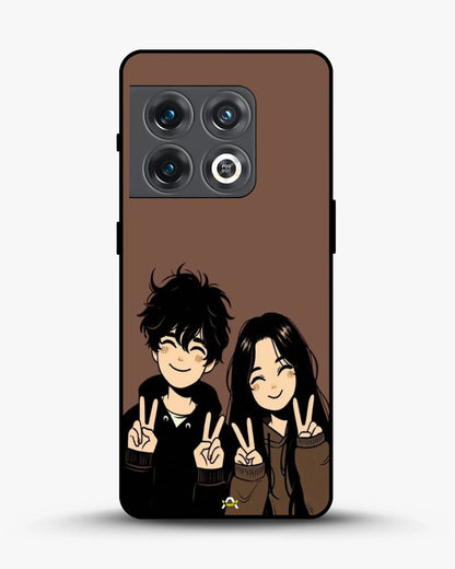 Couple Peace Sign Phone Case - Warm Brown Art Print for iPhone, Samsung, Pixel, OnePlus & Vivo