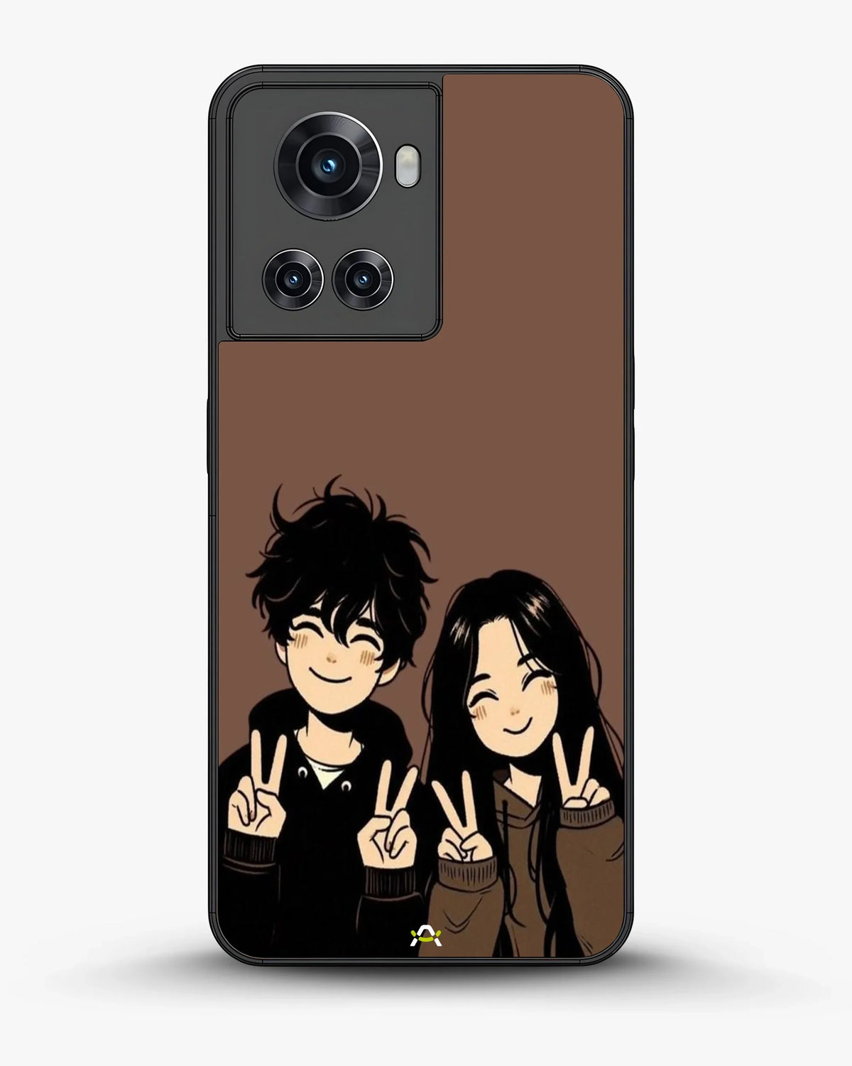 Couple Peace Sign Phone Case - Warm Brown Art Print for iPhone, Samsung, Pixel, OnePlus & Vivo
