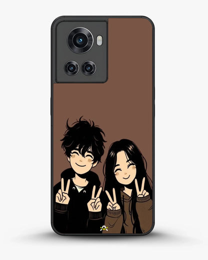 Couple Peace Sign Phone Case - Warm Brown Art Print for iPhone, Samsung, Pixel, OnePlus & Vivo