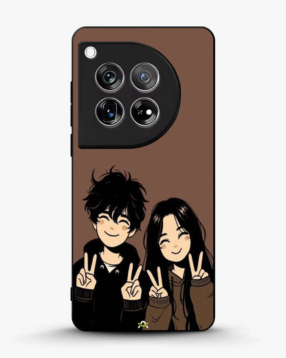 Couple Peace Sign Phone Case - Warm Brown Art Print for iPhone, Samsung, Pixel, OnePlus & Vivo