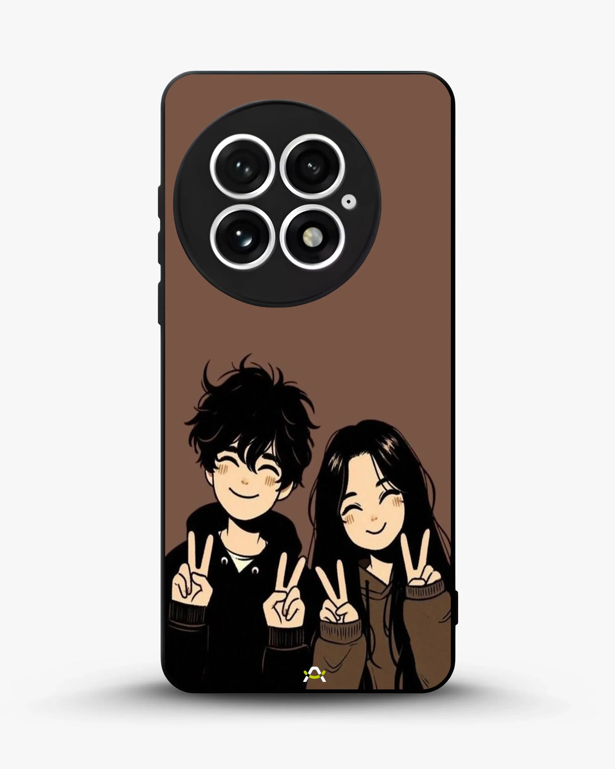 Couple Peace Sign Phone Case - Warm Brown Art Print for iPhone, Samsung, Pixel, OnePlus & Vivo