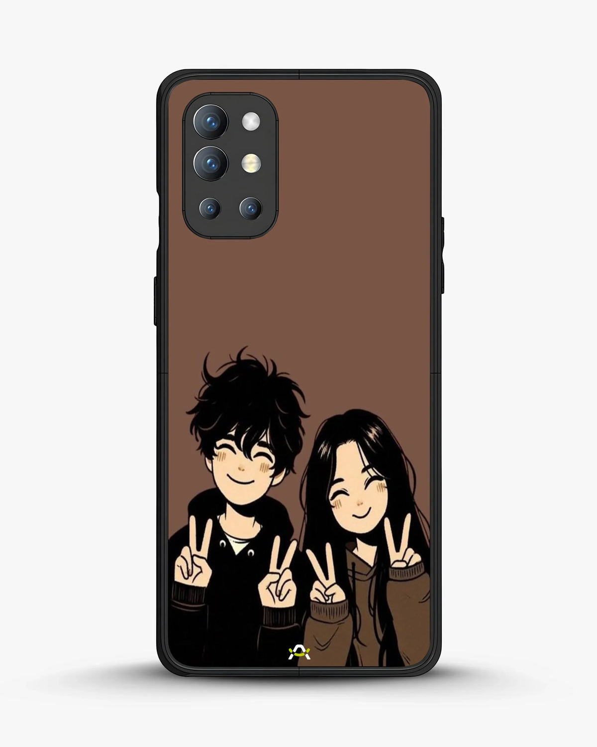 Couple Peace Sign Phone Case - Warm Brown Art Print for iPhone, Samsung, Pixel, OnePlus & Vivo