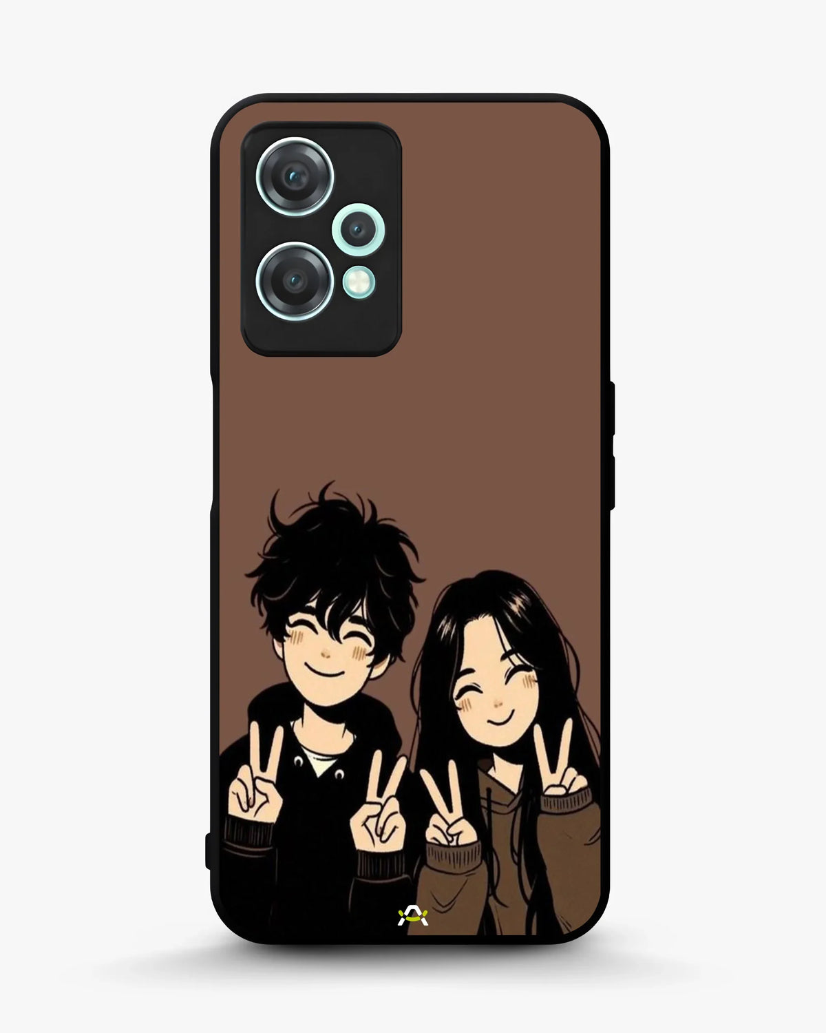 Couple Peace Sign Phone Case - Warm Brown Art Print for iPhone, Samsung, Pixel, OnePlus & Vivo