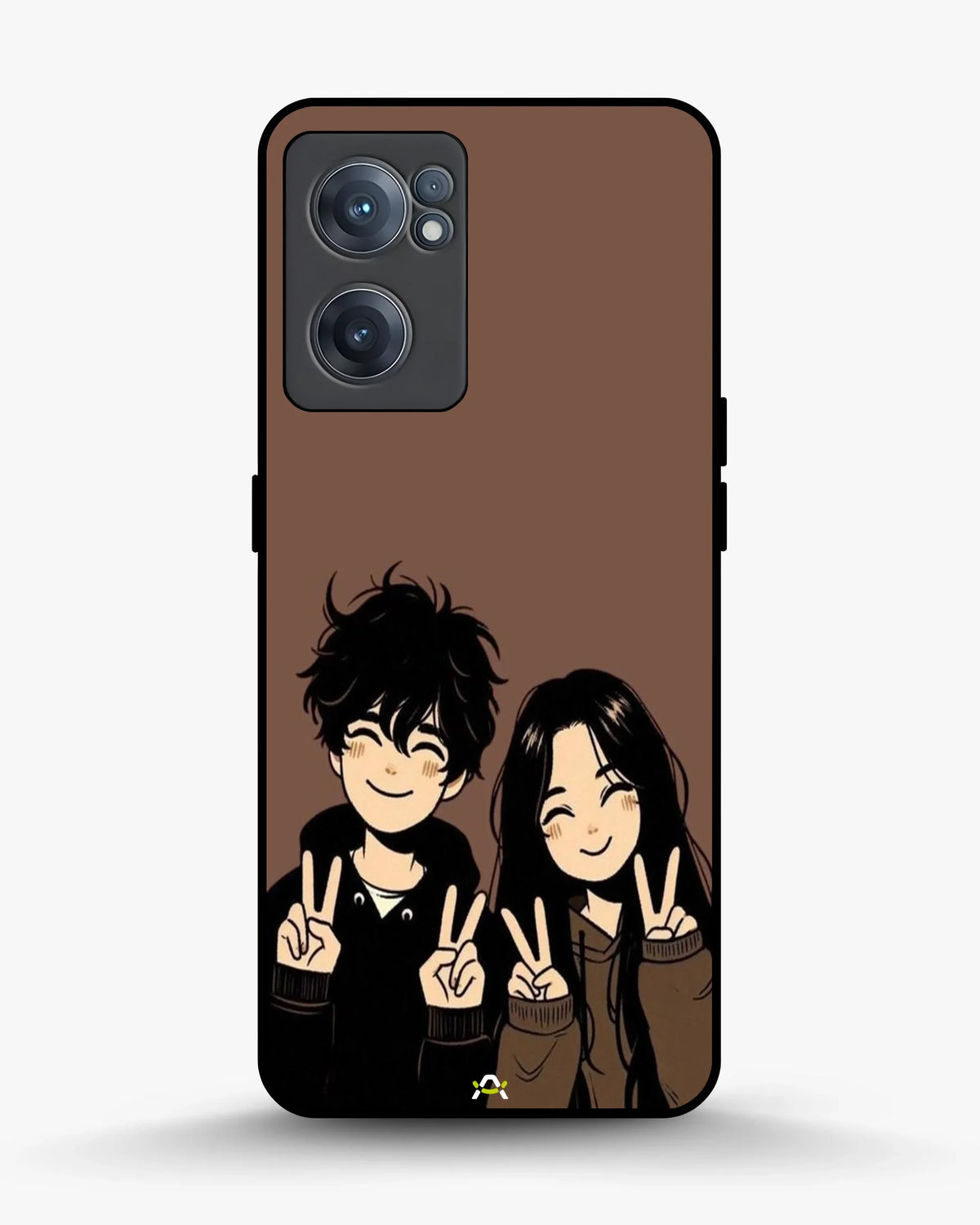 Couple Peace Sign Phone Case - Warm Brown Art Print for iPhone, Samsung, Pixel, OnePlus & Vivo
