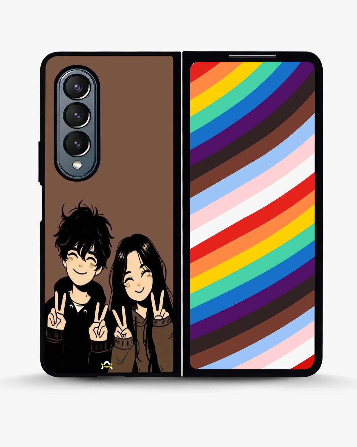 Couple Peace Sign Phone Case - Warm Brown Art Print for iPhone, Samsung, Pixel, OnePlus & Vivo