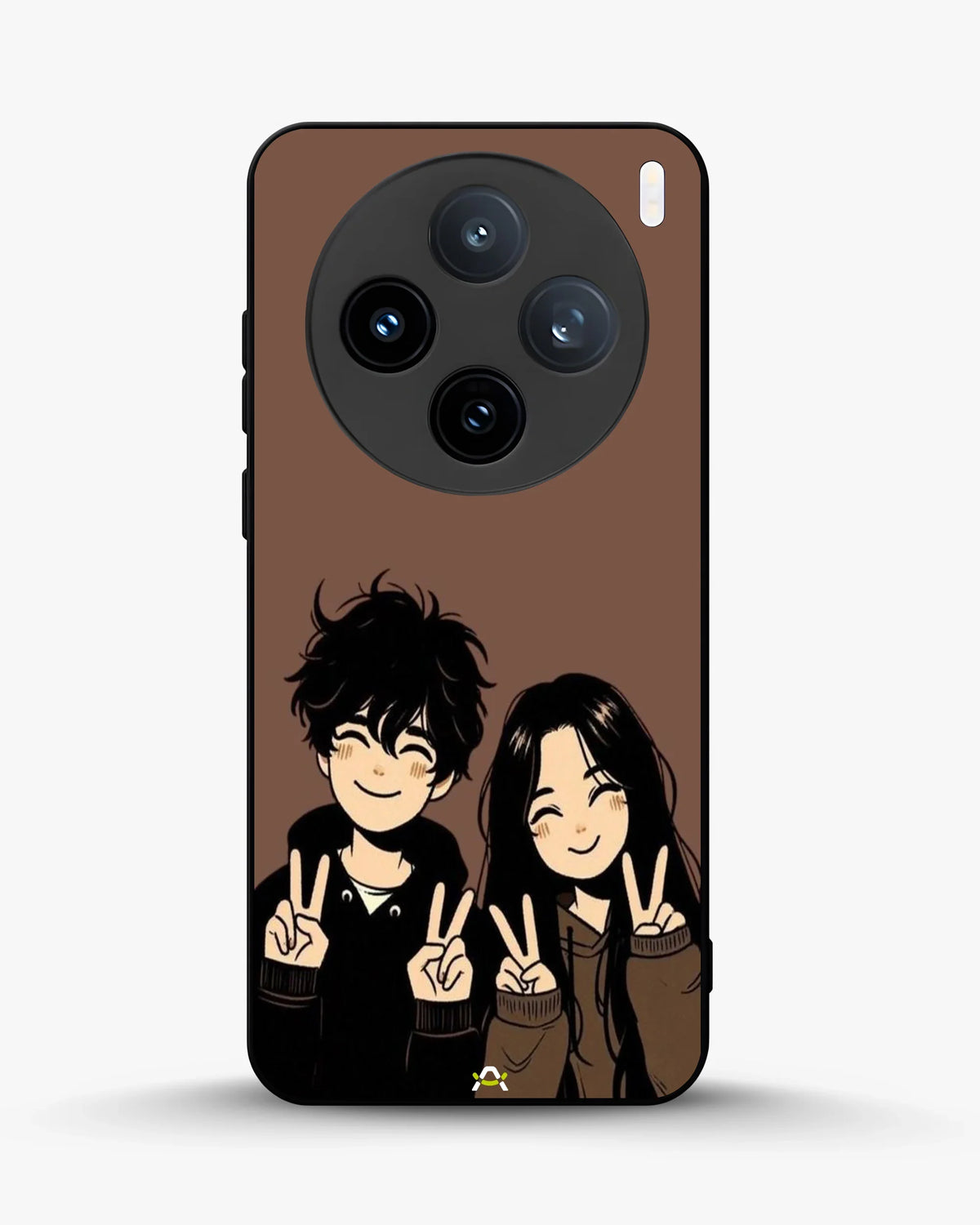 Couple Peace Sign Phone Case - Warm Brown Art Print for iPhone, Samsung, Pixel, OnePlus & Vivo