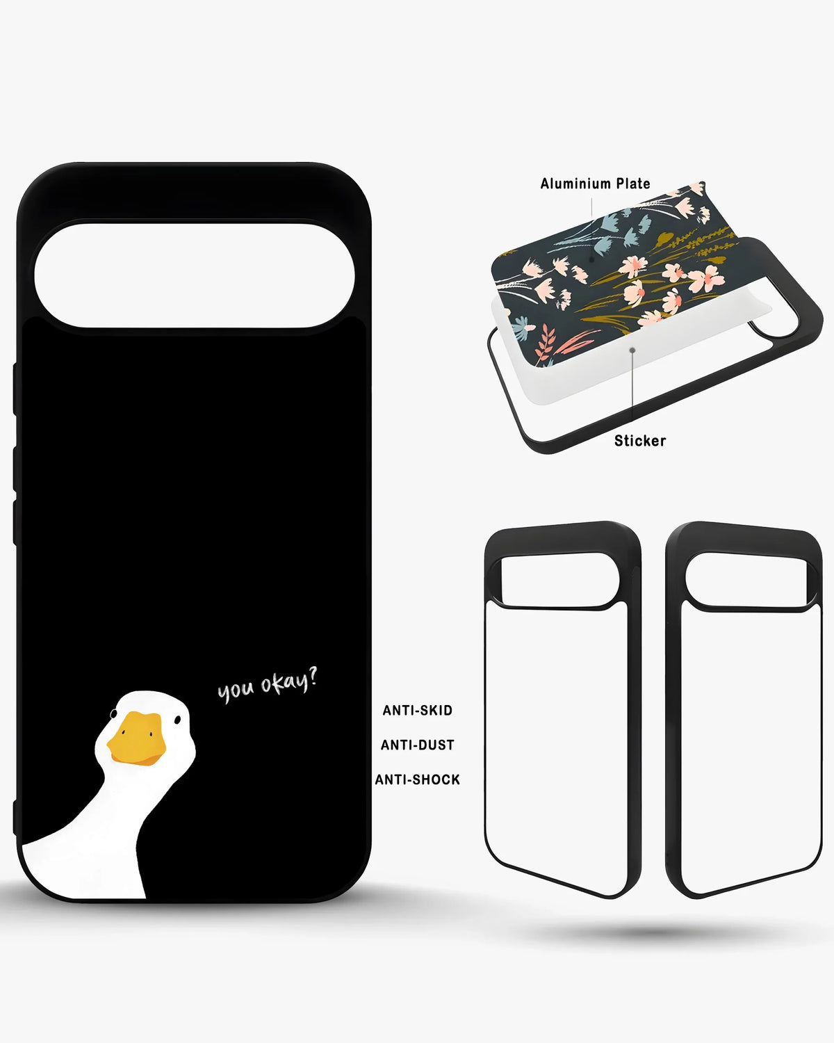 Curious Goose Phone Case - Quirky White & Black Print for iPhone, Samsung, Pixel, OnePlus & Vivo