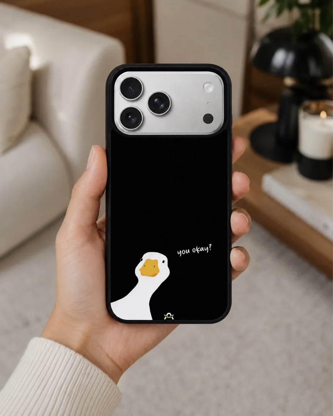 Curious Goose Phone Case - Quirky White & Black Print for iPhone, Samsung, Pixel, OnePlus & Vivo