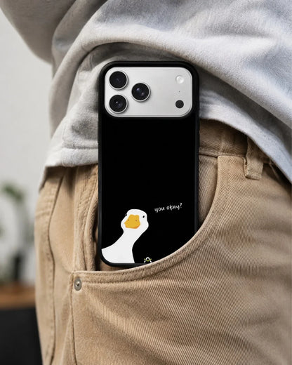 Curious Goose Phone Case - Quirky White & Black Print for iPhone, Samsung, Pixel, OnePlus & Vivo