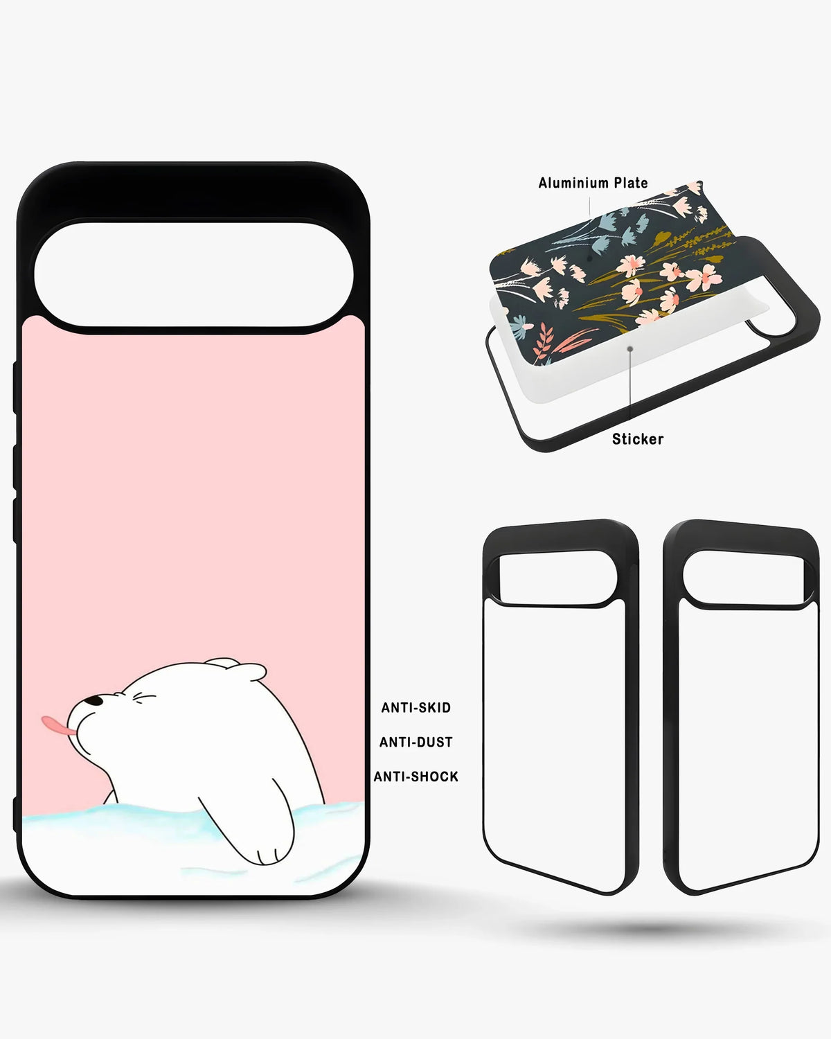 Cute Bear Tongue Out Phone Case - Glossy Aluminum Cover for iPhone, Samsung, Pixel, OnePlus & Vivo