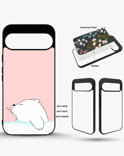 Cute Bear Tongue Out Phone Case - Glossy Aluminum Cover for iPhone, Samsung, Pixel, OnePlus & Vivo