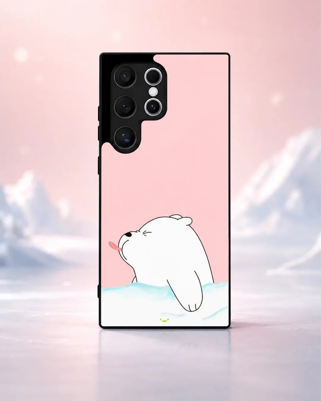 Cute Bear Tongue Out Phone Case - Glossy Aluminum Cover for iPhone, Samsung, Pixel, OnePlus & Vivo
