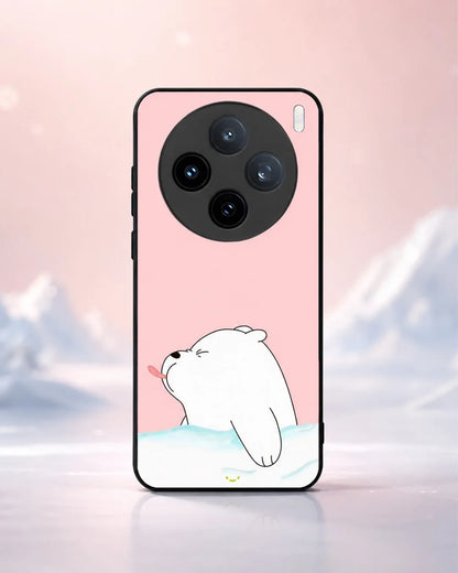 Cute Bear Tongue Out Phone Case - Glossy Aluminum Cover for iPhone, Samsung, Pixel, OnePlus & Vivo