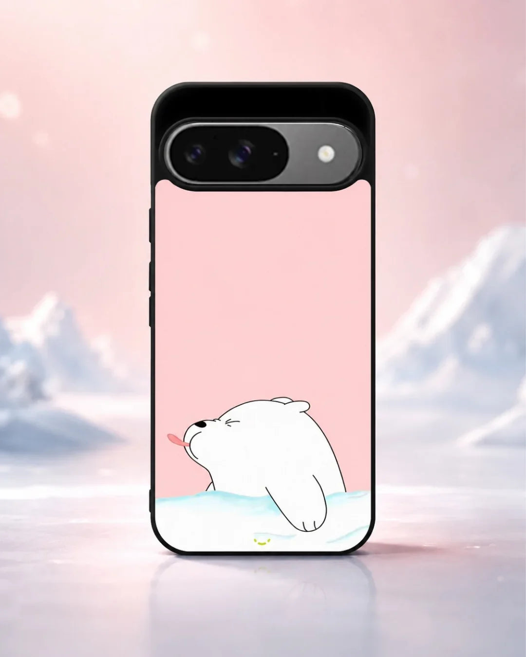 Cute Bear Tongue Out Phone Case - Glossy Aluminum Cover for iPhone, Samsung, Pixel, OnePlus & Vivo