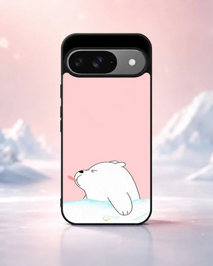Cute Bear Tongue Out Phone Case - Glossy Aluminum Cover for iPhone, Samsung, Pixel, OnePlus & Vivo