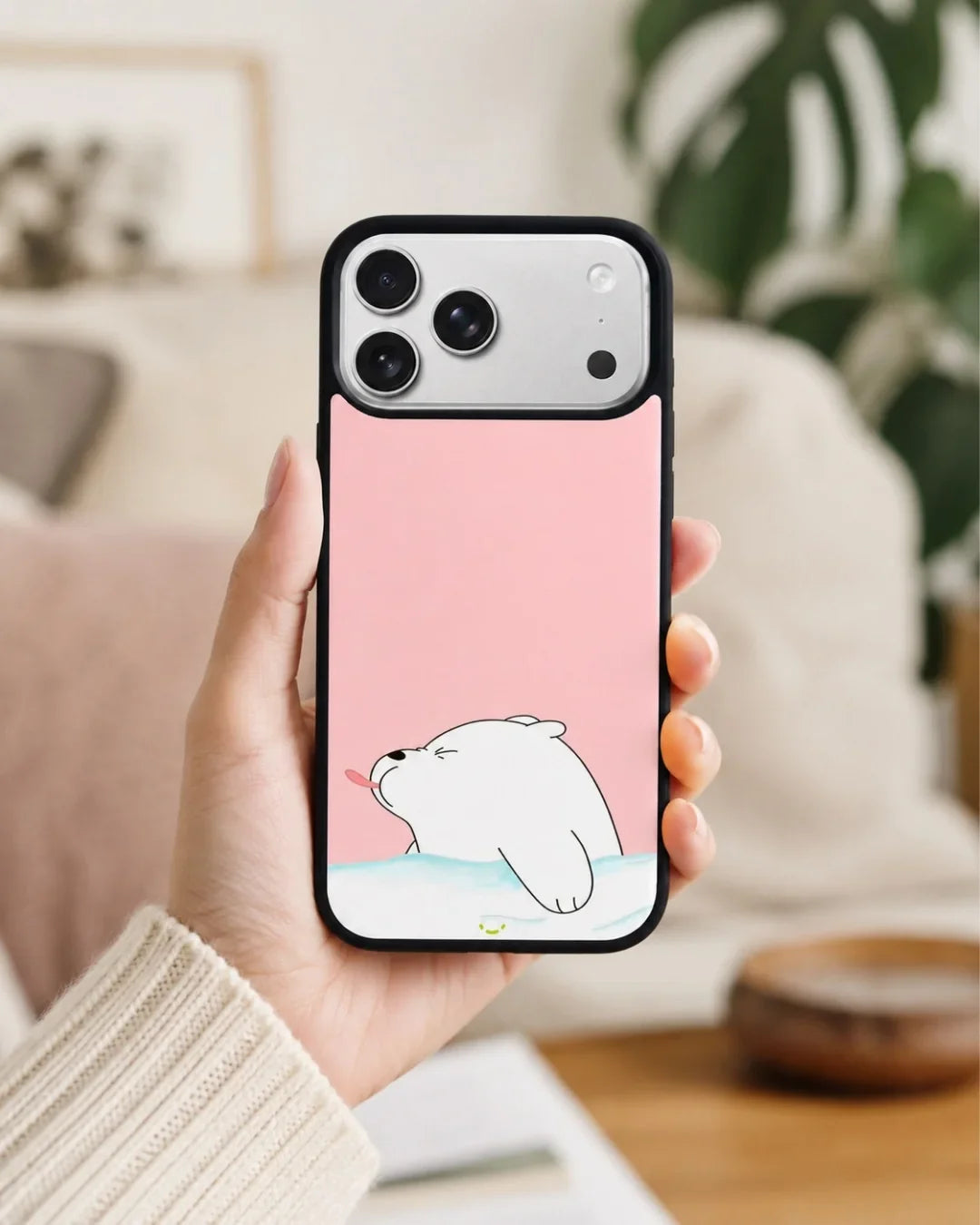 Cute Bear Tongue Out Phone Case - Glossy Aluminum Cover for iPhone, Samsung, Pixel, OnePlus & Vivo