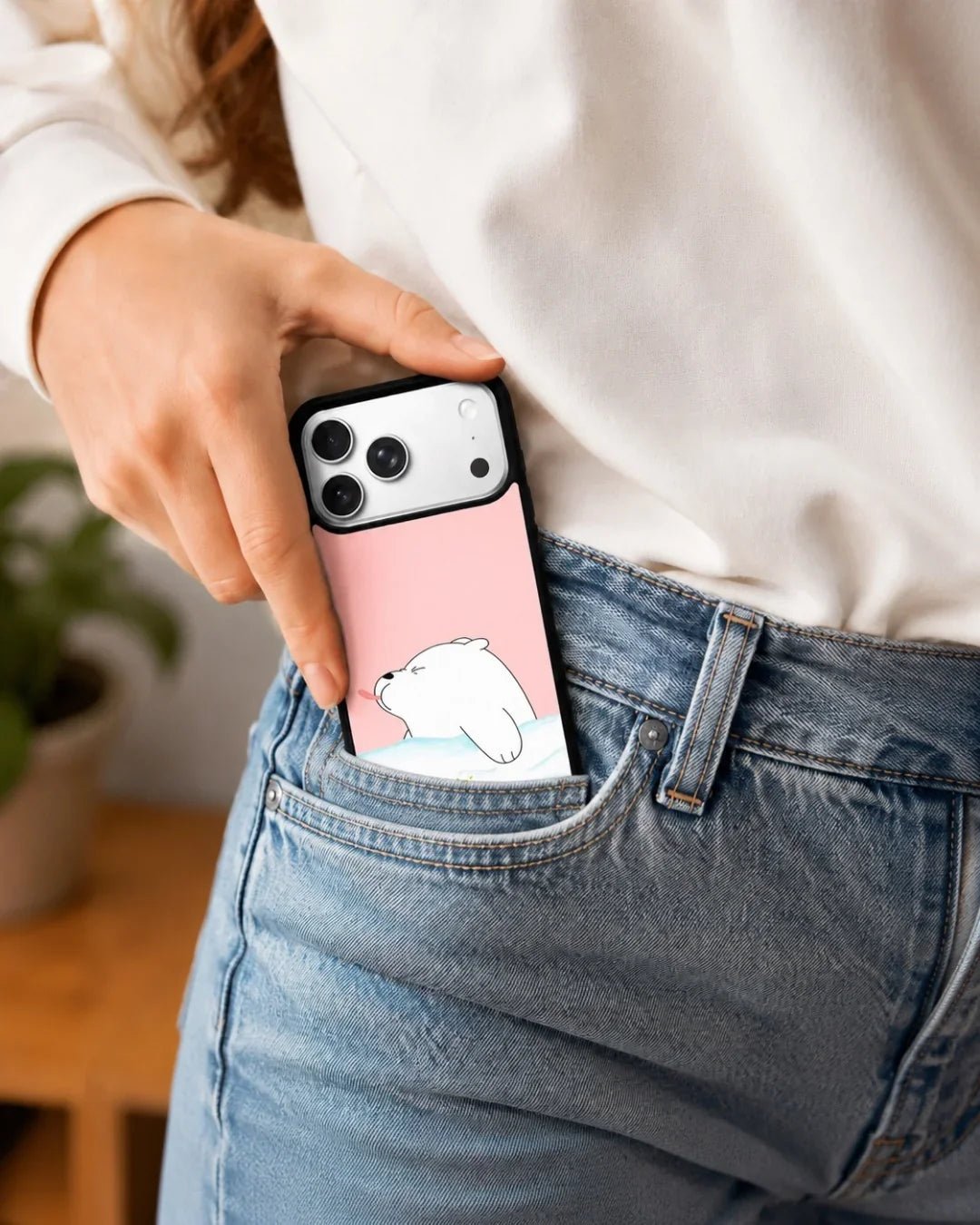 Cute Bear Tongue Out Phone Case - Glossy Aluminum Cover for iPhone, Samsung, Pixel, OnePlus & Vivo