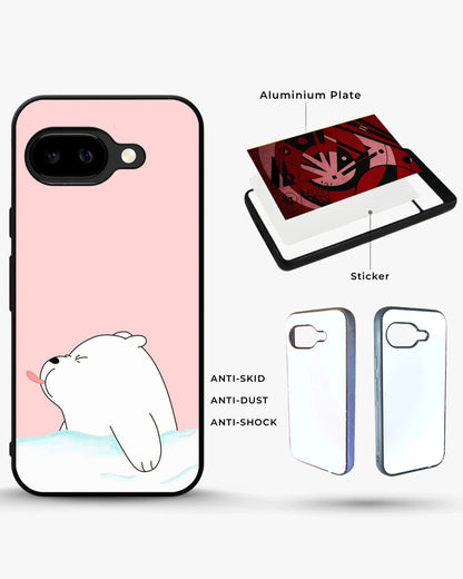 Cute Bear Tongue Out Phone Case - Glossy Aluminum Cover for iPhone, Samsung, Pixel, OnePlus & Vivo