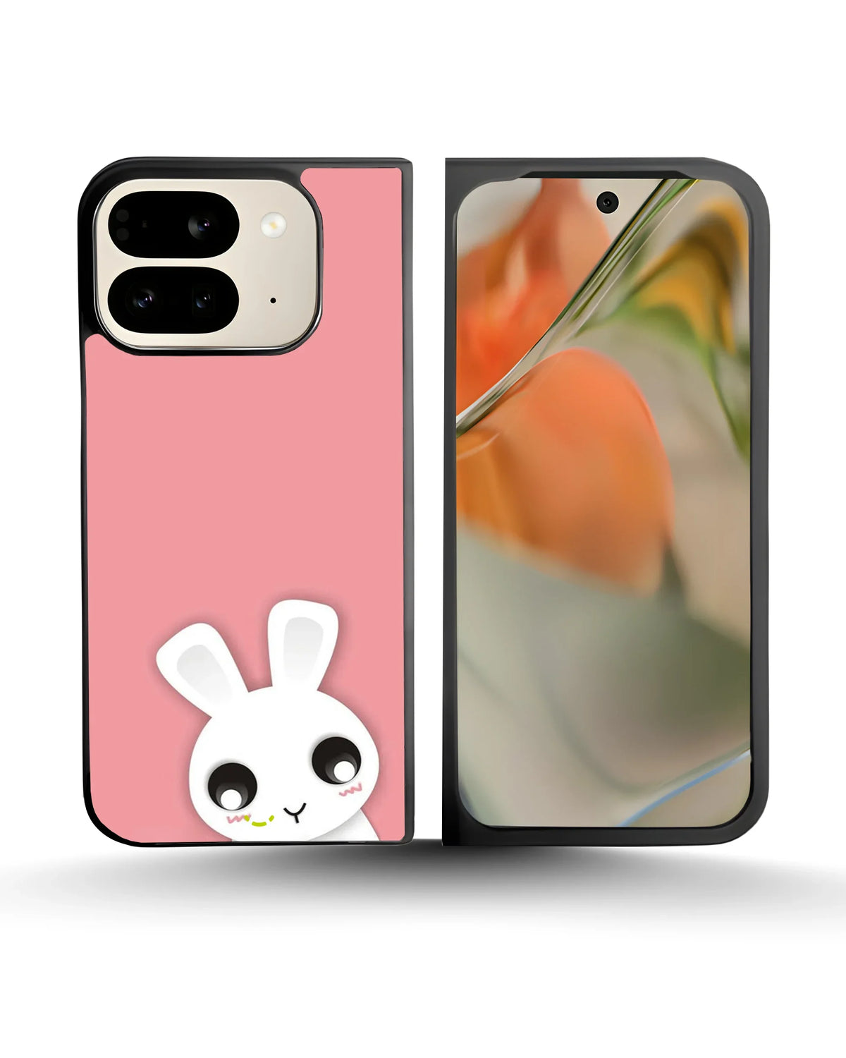Cute Bunny Face Phone Case - Kawaii Pink & White Print for iPhone, Samsung, Pixel, OnePlus & Vivo