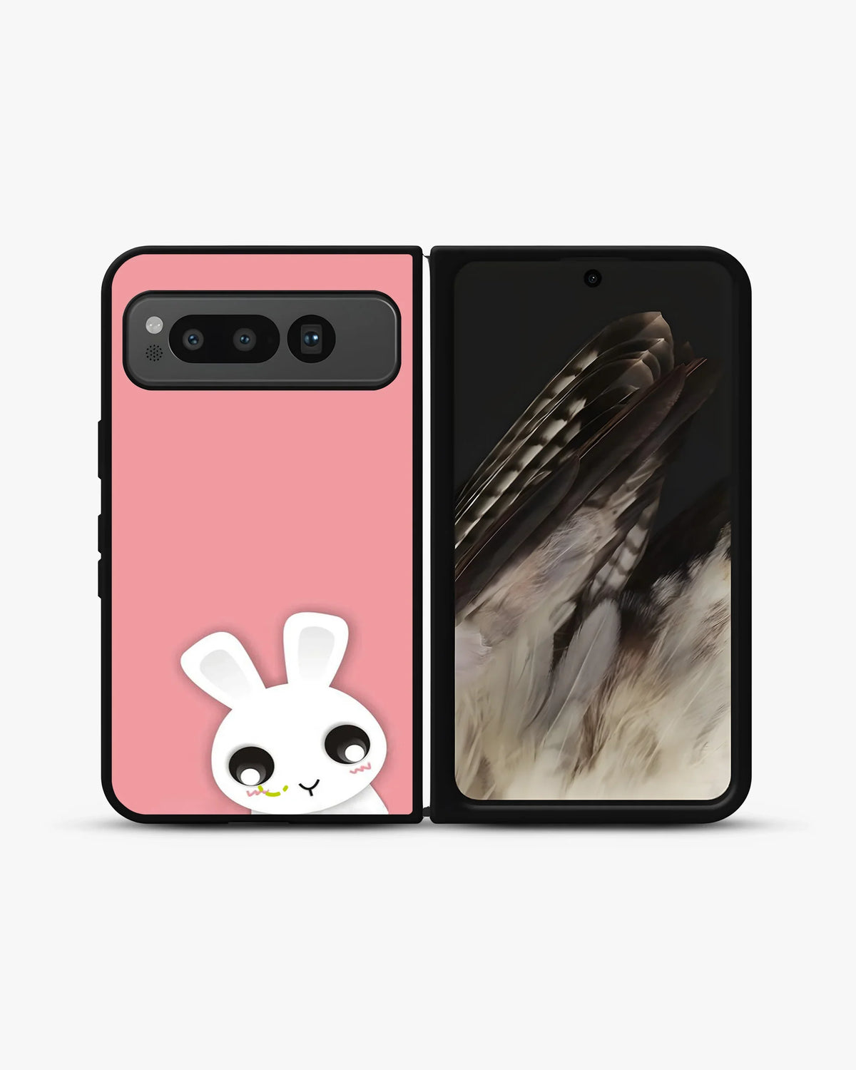 Cute Bunny Face Phone Case - Kawaii Pink & White Print for iPhone, Samsung, Pixel, OnePlus & Vivo