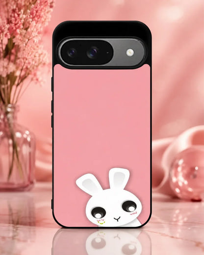 Cute Bunny Face Phone Case - Kawaii Pink & White Print for iPhone, Samsung, Pixel, OnePlus & Vivo