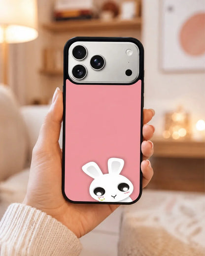 Cute Bunny Face Phone Case - Kawaii Pink & White Print for iPhone, Samsung, Pixel, OnePlus & Vivo