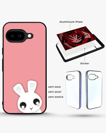 Cute Bunny Face Phone Case - Kawaii Pink & White Print for iPhone, Samsung, Pixel, OnePlus & Vivo