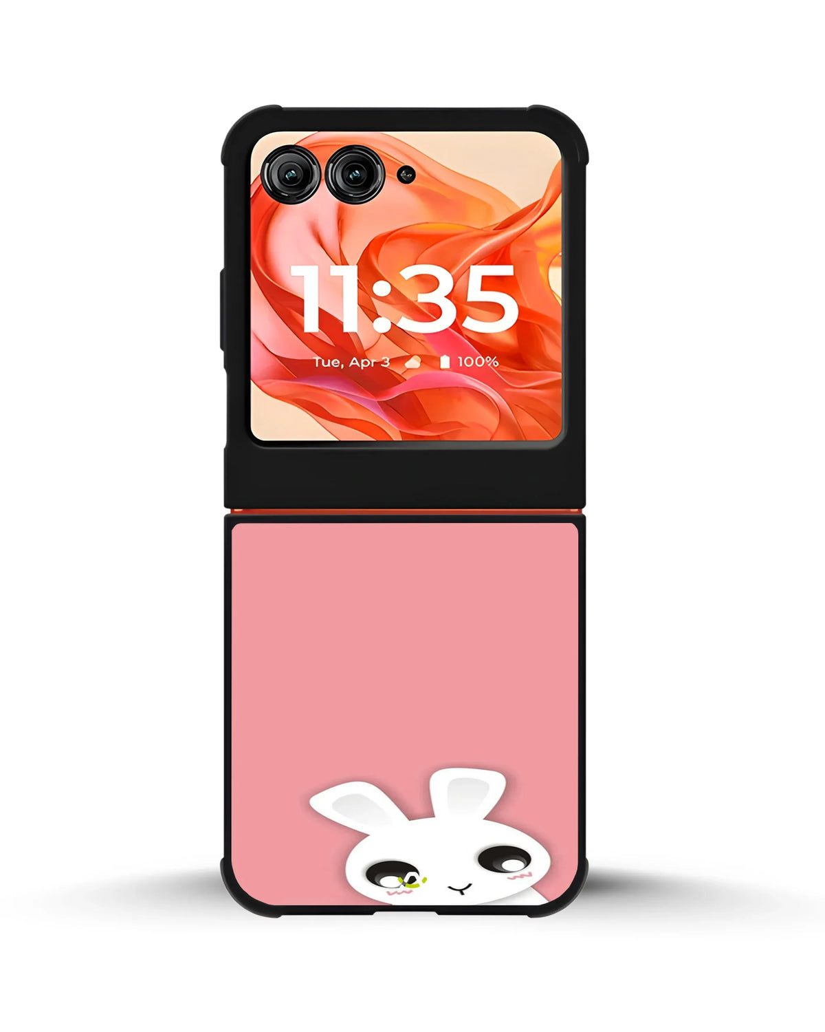 Cute Bunny Face Phone Case - Kawaii Pink & White Print for iPhone, Samsung, Pixel, OnePlus & Vivo