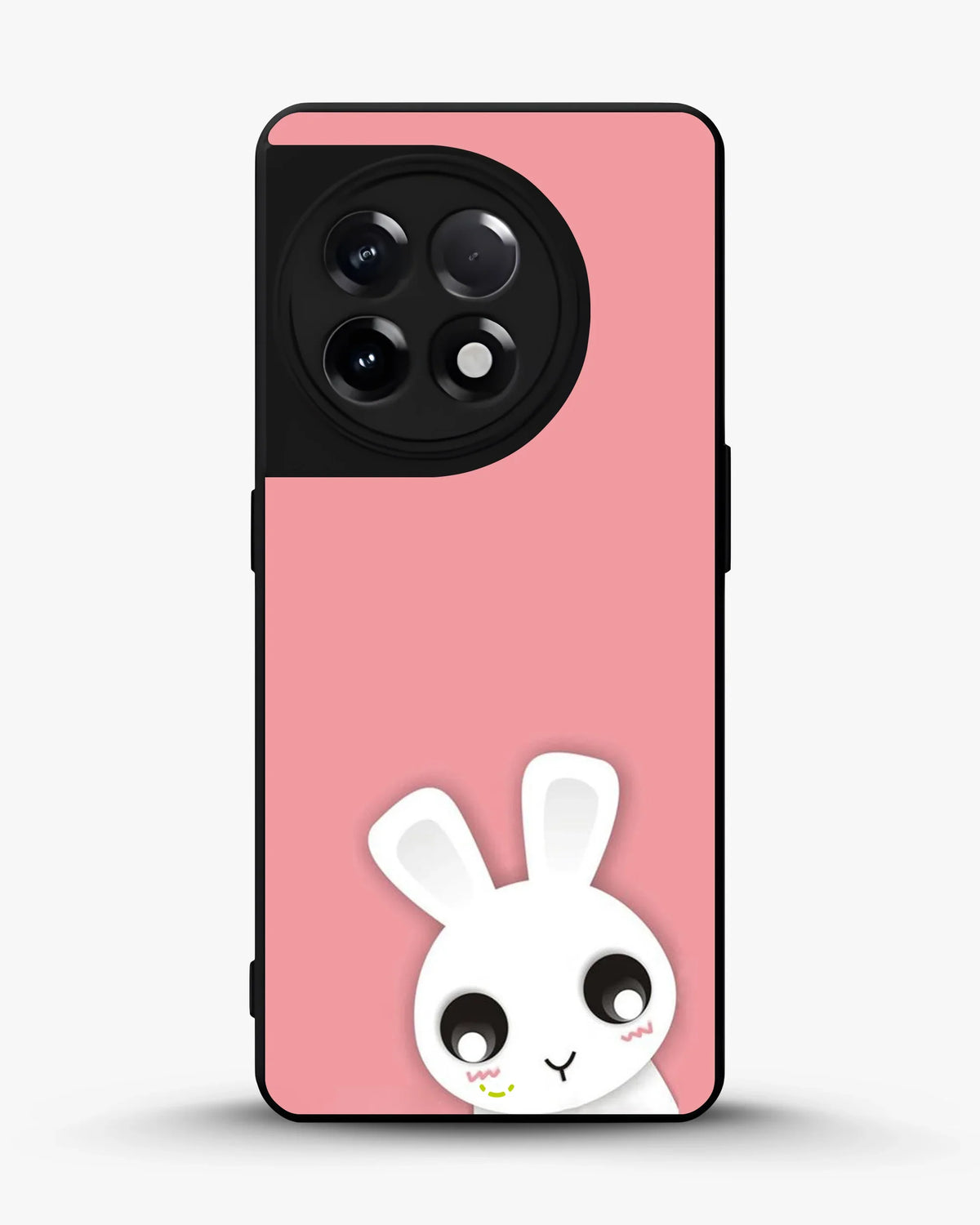 Cute Bunny Face Phone Case - Kawaii Pink & White Print for iPhone, Samsung, Pixel, OnePlus & Vivo