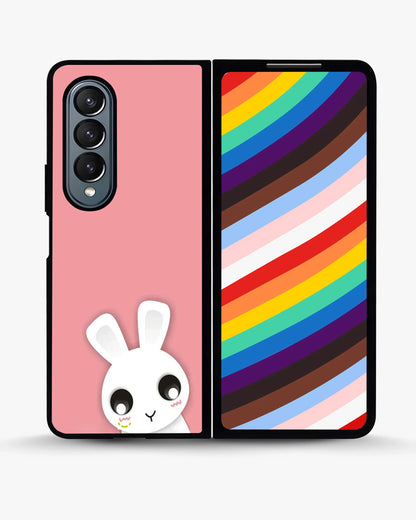 Cute Bunny Face Phone Case - Kawaii Pink & White Print for iPhone, Samsung, Pixel, OnePlus & Vivo