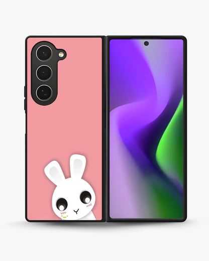 Cute Bunny Face Phone Case - Kawaii Pink & White Print for iPhone, Samsung, Pixel, OnePlus & Vivo