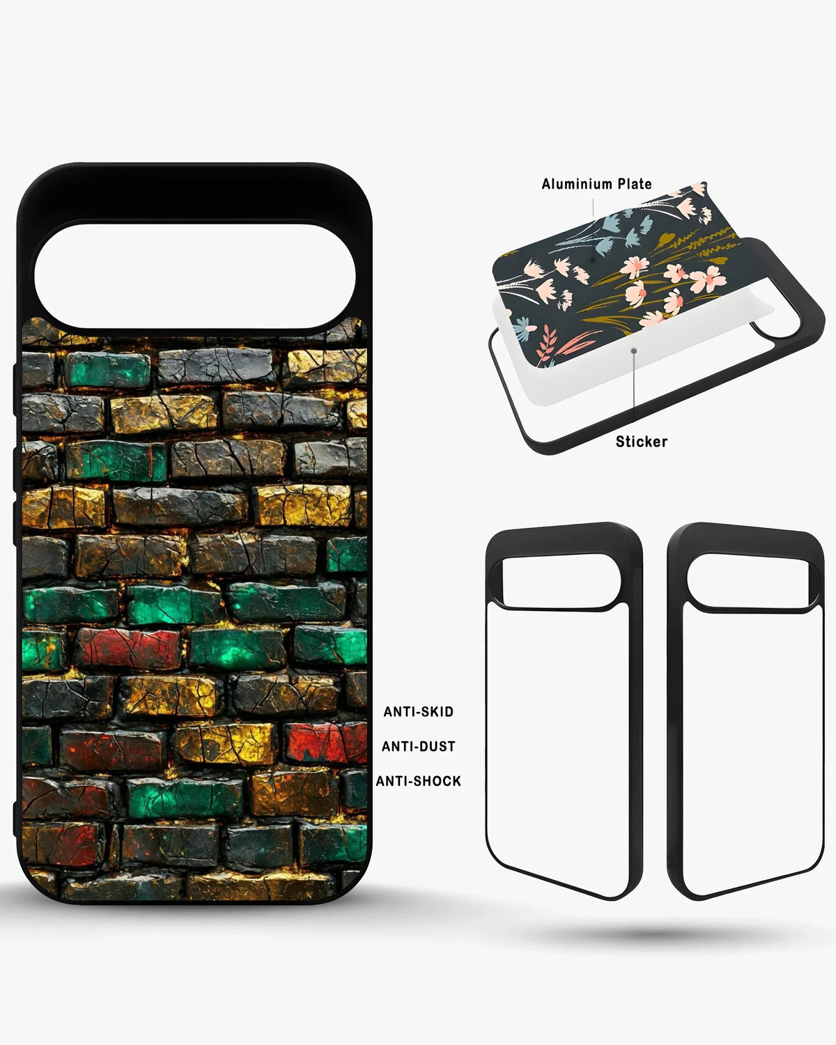 Colorful Brick Wall Phone Case - Multicolor Urban Pattern for iPhone, Samsung, Pixel, OnePlus & Vivo
