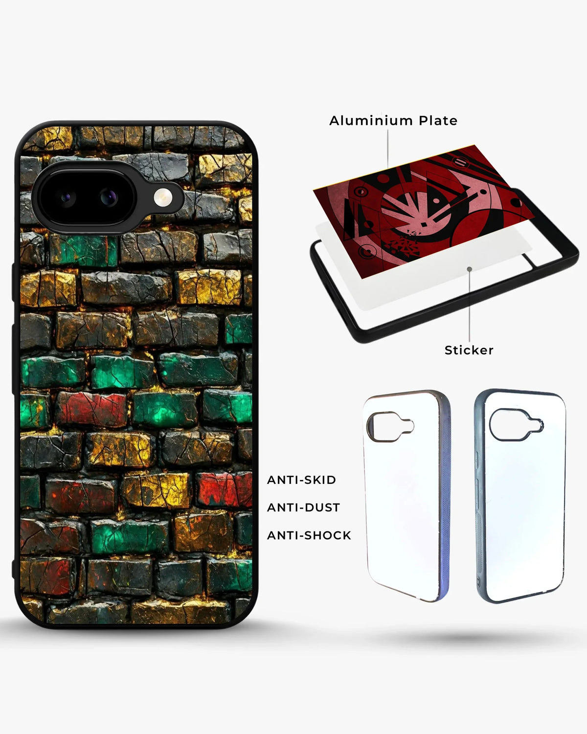 Colorful Brick Wall Phone Case - Multicolor Urban Pattern for iPhone, Samsung, Pixel, OnePlus & Vivo