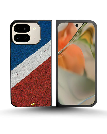 Diagonal Stripes Phone Case - Blue & Red Textured Print for iPhone, Samsung, Pixel, OnePlus & Vivo