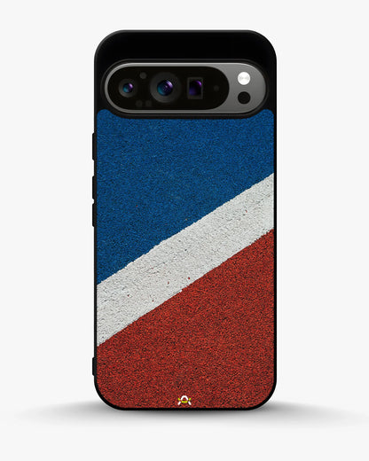 Diagonal Stripes Phone Case - Blue & Red Textured Print for iPhone, Samsung, Pixel, OnePlus & Vivo