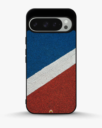 Diagonal Stripes Phone Case - Blue & Red Textured Print for iPhone, Samsung, Pixel, OnePlus & Vivo
