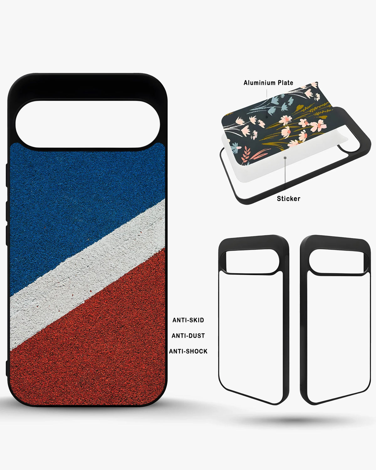 Diagonal Stripes Phone Case - Blue & Red Textured Print for iPhone, Samsung, Pixel, OnePlus & Vivo