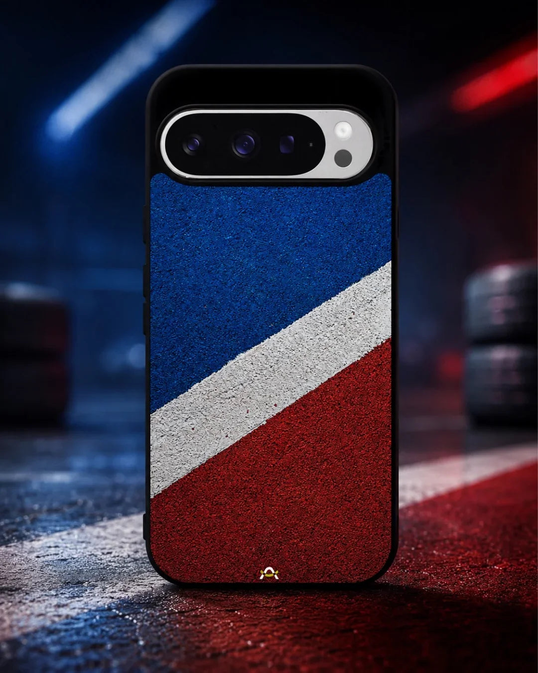 Diagonal Stripes Phone Case - Blue & Red Textured Print for iPhone, Samsung, Pixel, OnePlus & Vivo