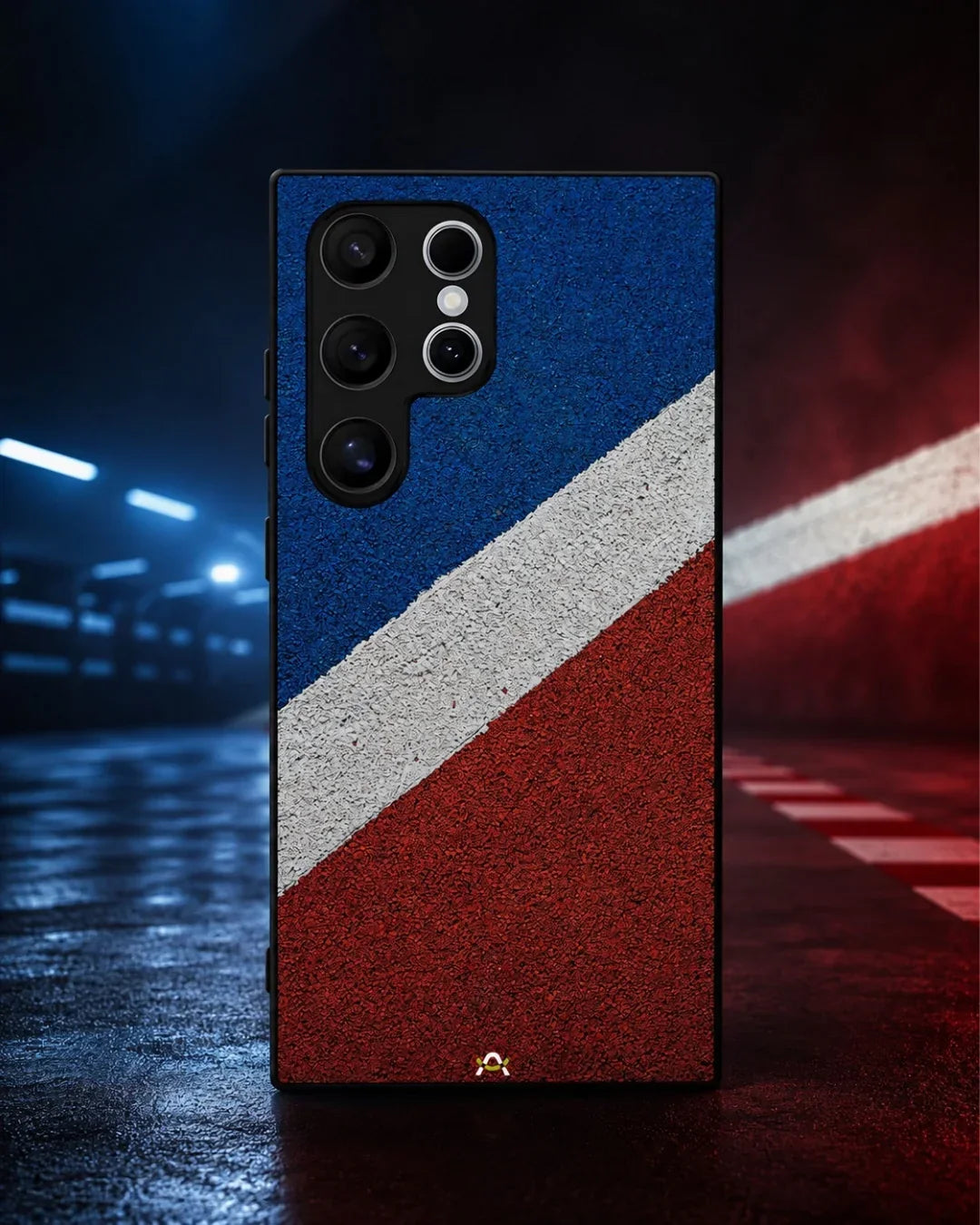 Diagonal Stripes Phone Case - Blue & Red Textured Print for iPhone, Samsung, Pixel, OnePlus & Vivo
