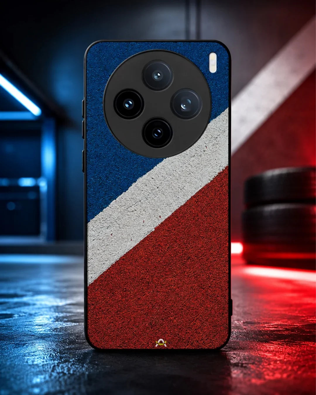 Diagonal Stripes Phone Case - Blue & Red Textured Print for iPhone, Samsung, Pixel, OnePlus & Vivo