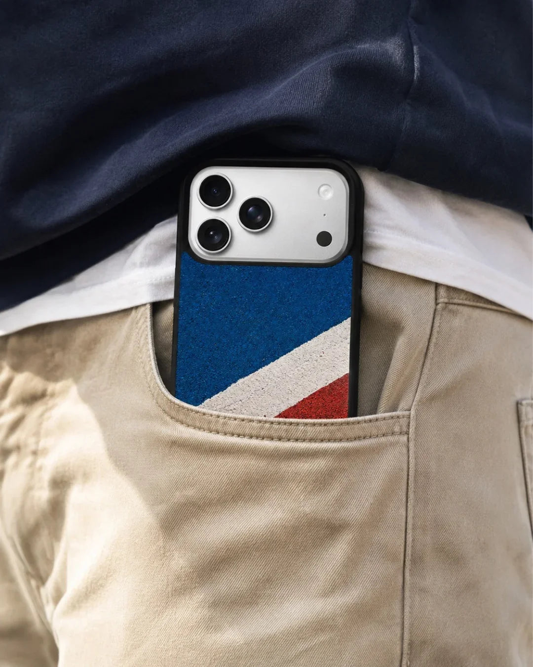 Diagonal Stripes Phone Case - Blue & Red Textured Print for iPhone, Samsung, Pixel, OnePlus & Vivo