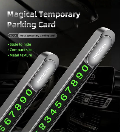 Magnetic Slide-to-Hide Temporary Parking Phone Number Plate (Metal)