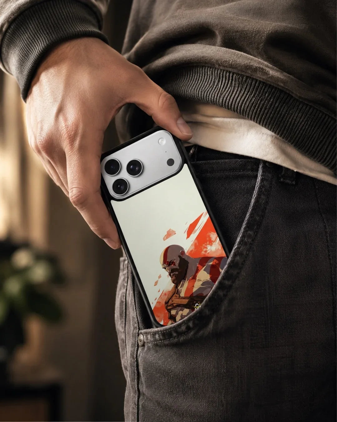Fierce Warrior Phone Case - Bold Red & White Fighter Print for iPhone, Samsung, Pixel, OnePlus & Vivo