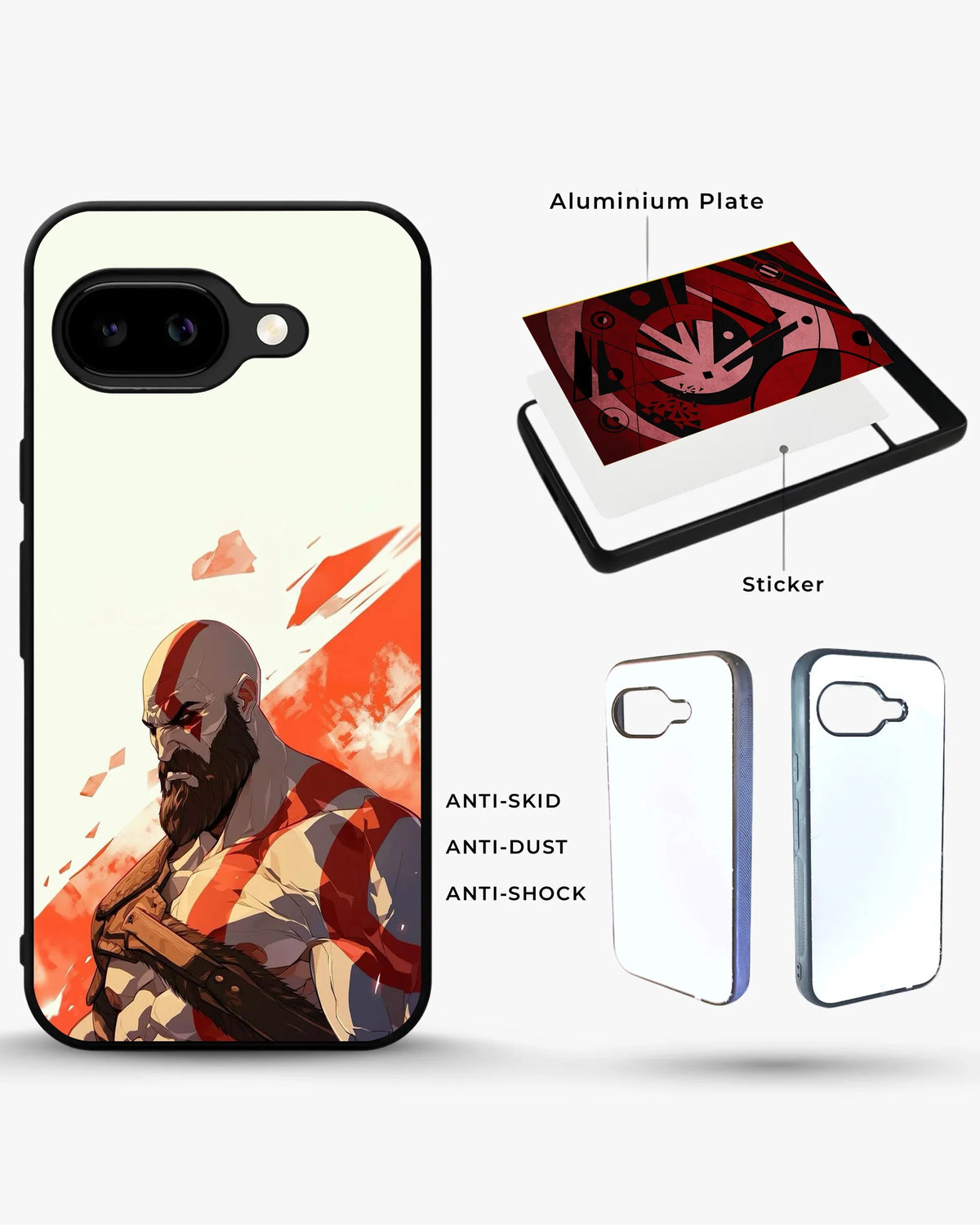 Fierce Warrior Phone Case - Bold Red & White Fighter Print for iPhone, Samsung, Pixel, OnePlus & Vivo