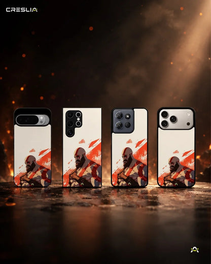 Fierce Warrior Phone Case - Bold Red & White Fighter Print for iPhone, Samsung, Pixel, OnePlus & Vivo